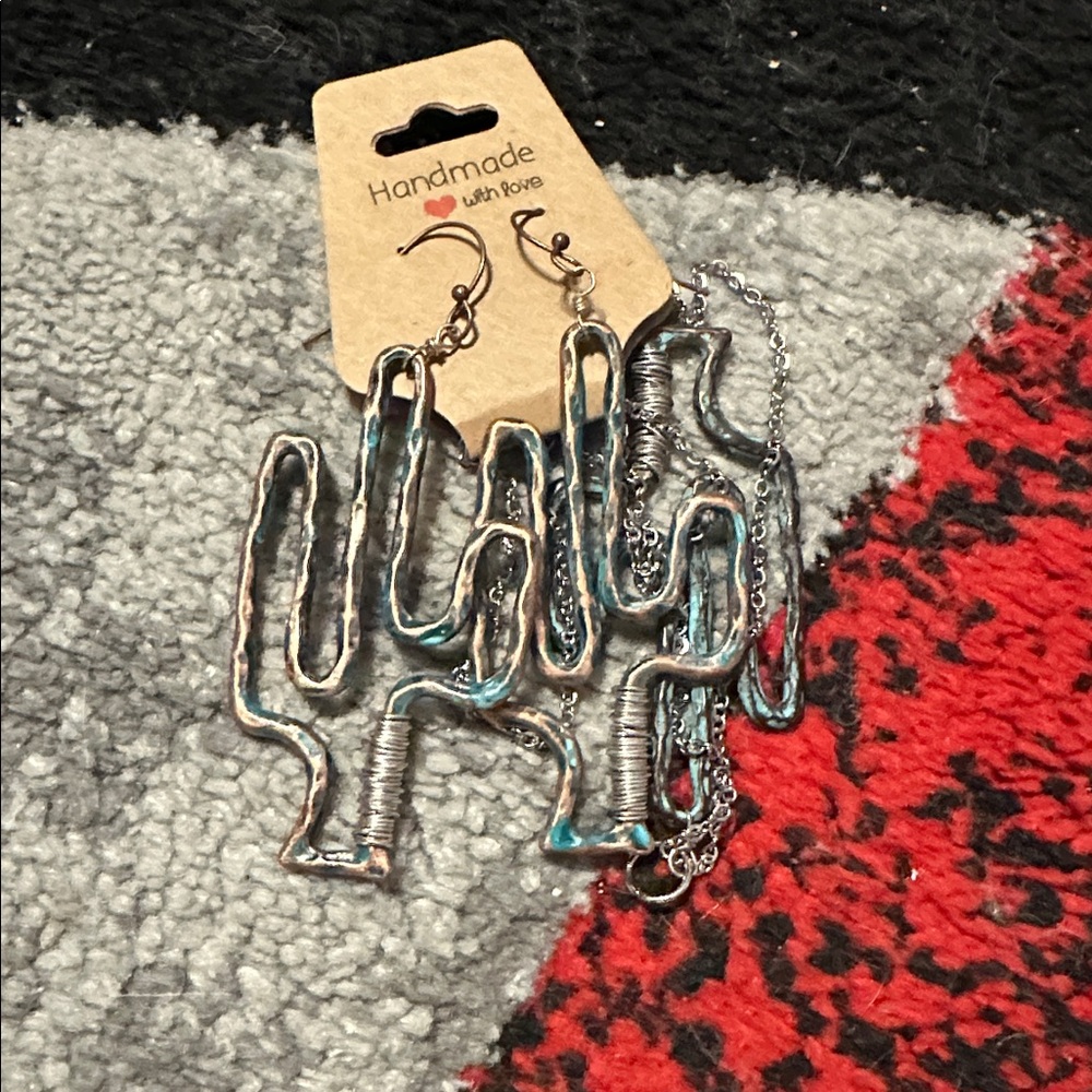 Cactus Necklace And earrings